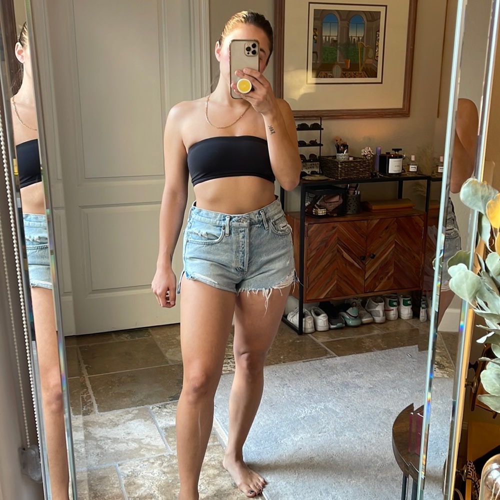 AGOLDE blue denim shorts